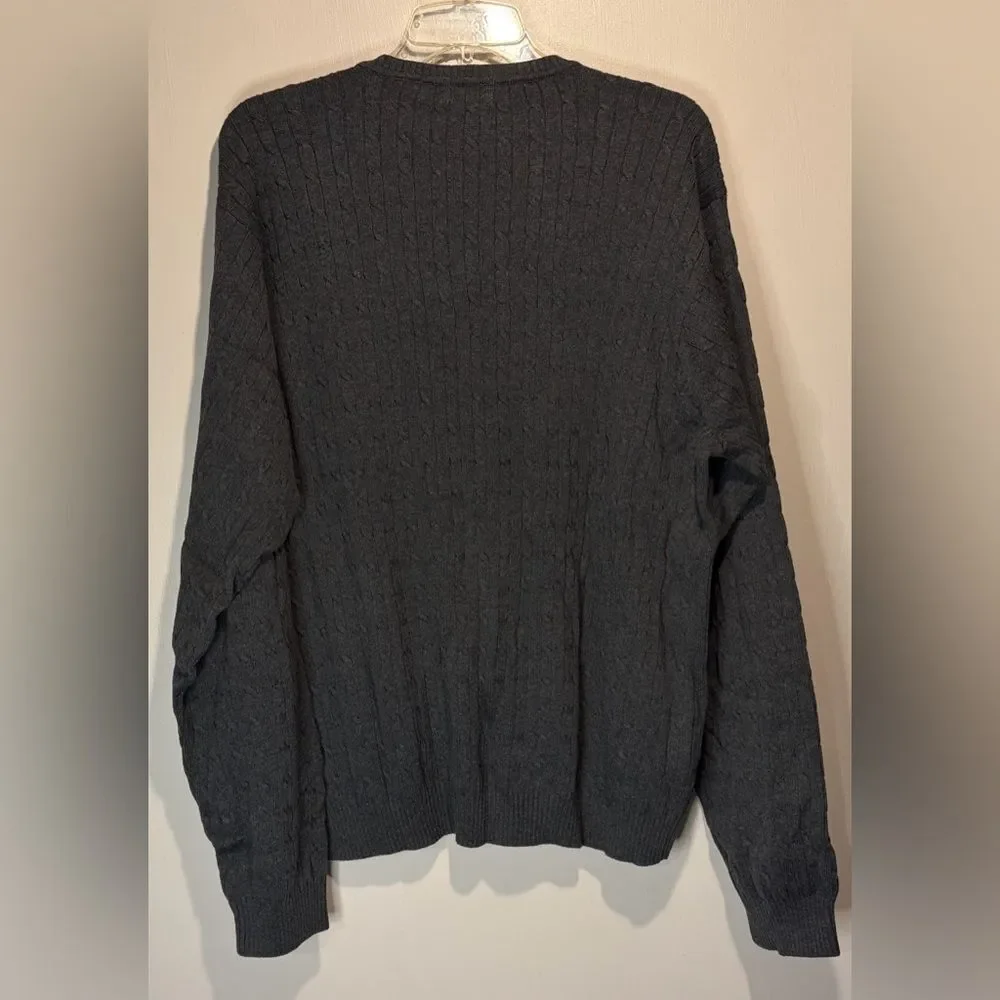 IZOD- NWT Mens Luxury Sport 100% Cotton Crew Neck Grey Textured Sweater Size XXL